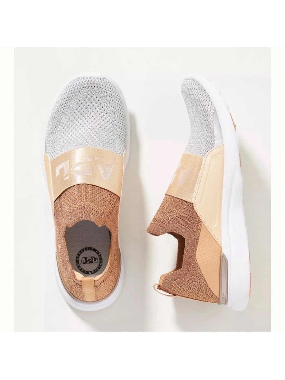 APL Slip-On Knit Sneakers in Gold, Rose Gold, Silver